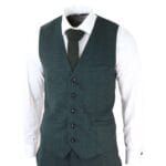 Mens 3 Piece Check Suit Tweed Olive Green Tailored Fit Wedding Peaky Classic - Knighthood Store
