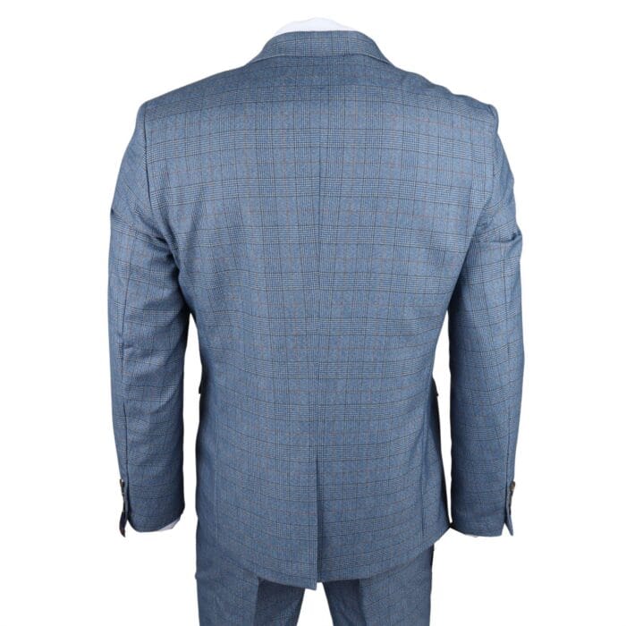 Herren Blazer Blau Kariert Klassischer Sportmantel Plaid Tailored Fit - Knighthood Store