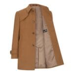 Mens Wool 3/4 Camel Tan Overcoat Classic Button Down Collar Premium Shoulder Patch - Knighthood Store