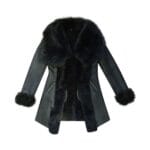 Chaqueta Toscana de piel de oveja auténtica para mujer, con cremallera cruzada 3/4, corte entallado, piel italiana negra - Knighthood Store