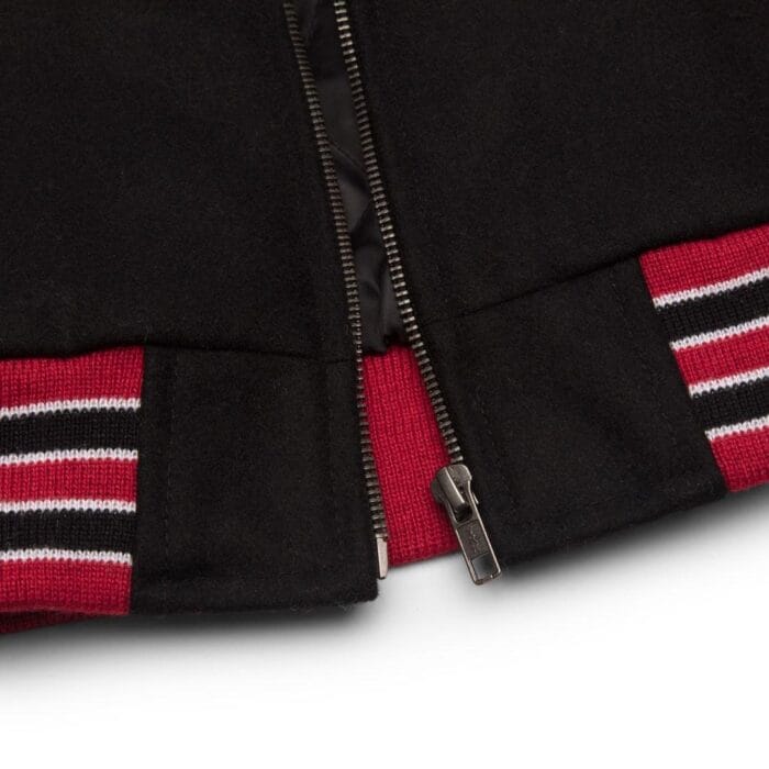 Boys Wool Real Leather Varsity Kids Bomber Jacket Varsity Black White Vintage - Knighthood Store