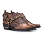 Zapatos de vaquero de cuero auténtico para hombre Wincklepickers, tacón cubano, cinturón de metal, estampado de cocodrilo occidental - Tienda Knighthood