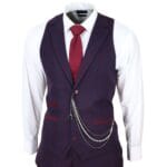 Costume 3 pièces pour homme en tweed de laine à carreaux prune bordeaux, style Gatsby des années 1920 - Knighthood Store