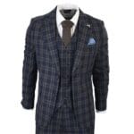 Costume 3 pièces bleu marine à carreaux pour homme - Tenue de soirée - Knighthood Store