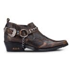 Zapatos de vaquero de cuero auténtico para hombre Wincklepickers, tacón cubano, cinturón de metal, estampado de cocodrilo occidental - Tienda Knighthood