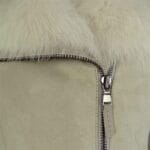 Veste 3/4 longue en peau de mouton véritable et daim de Toscane crème pour femme - Knighthood Store