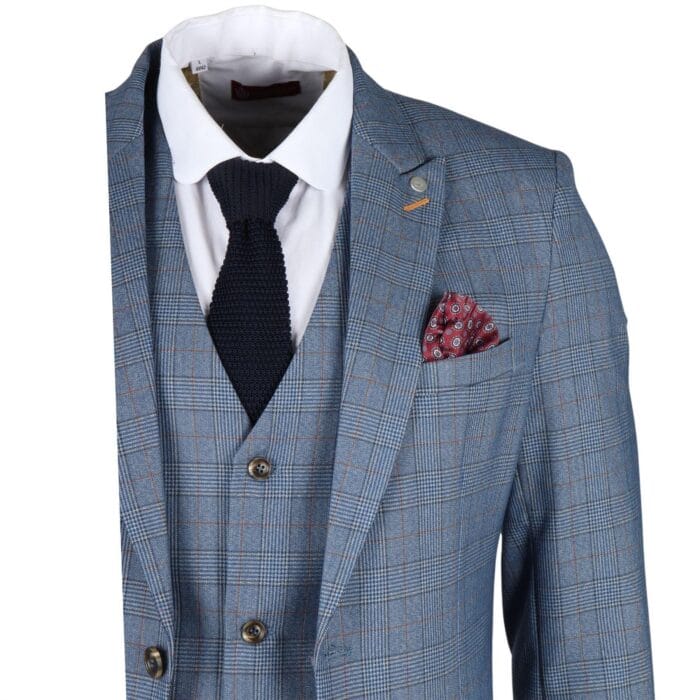 Herren Blazer Blau Kariert Klassischer Sportmantel Plaid Tailored Fit - Knighthood Store