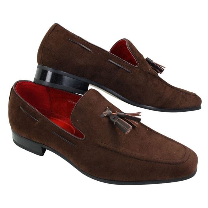 Mocassini da uomo in pelle scamosciata, scarpe da guida slip-on con nappe, eleganti e casual - Knighthood Store