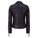 Chaqueta de cuero para mujer, estilo motero clásico, negra, de cuero auténtico - Knighthood Store