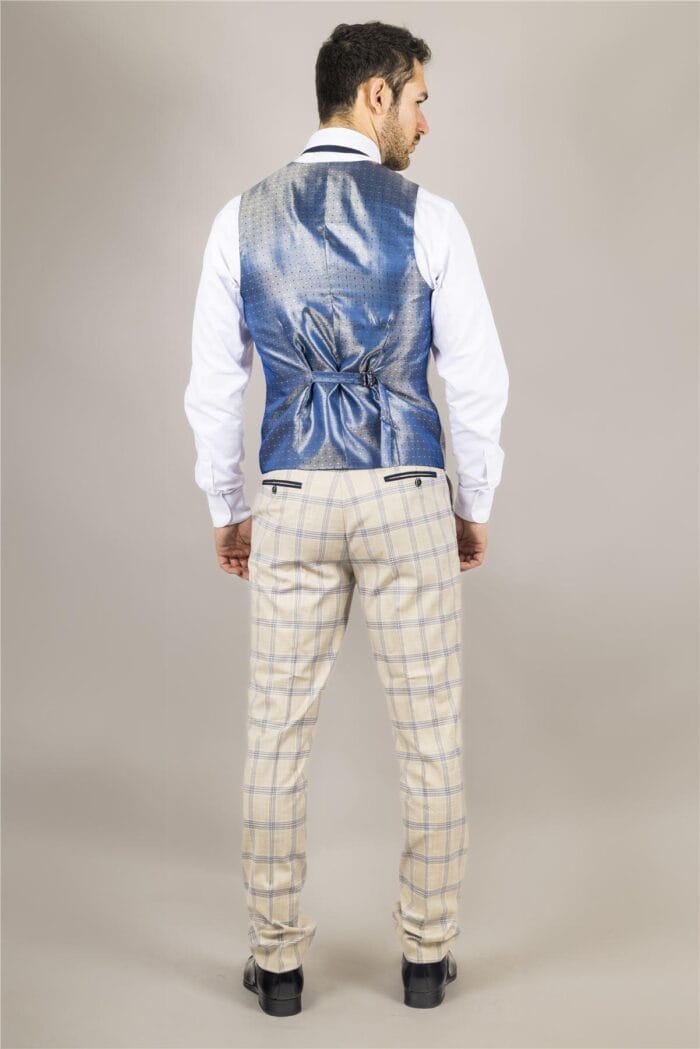 Herrenweste Beige Kariert Tailored Fit Weste - Knighthood Store