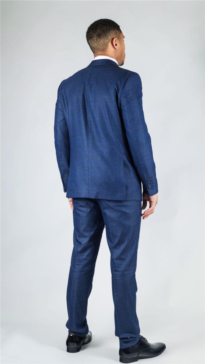 Abito da uomo blu a due pezzi, doppiopetto, a quadri, elegante - Knighthood Store