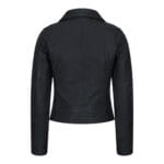 Womens Cross Zip Biker Leather Jacket Matt Black Stitch Design Slim Fit Vintage Retro - Knighthood Store