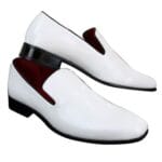 Mocassini da guida da uomo, in vernice lucida, eleganti, casual, bianchi e neri - Knighthood Store