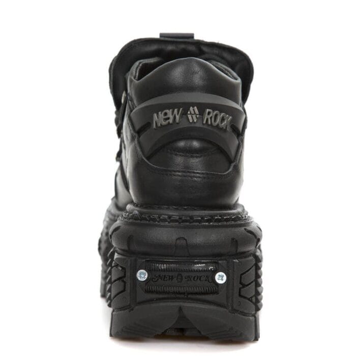 New Rock M-TANK106-C2 Unisex Black 100% Leather Goth Platform Space Shoes - Knighthood Store