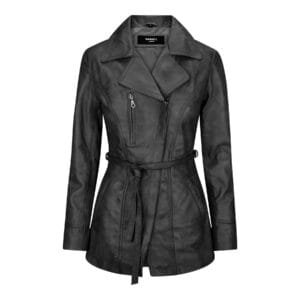 Damenjacke aus echtem, weichem, italienischem, schwarzem Leder, mittellang - Knighthood Store