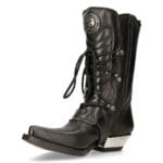 Bottes de cowboy western New Rock M-7993-s1 en cuir noir avec boucle - Knighthood Store