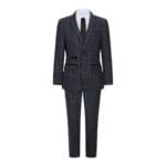 Boys Grey Black 3 Piece Tweed Suit Herringbone Wine Vintage Retro - Knighthood Store