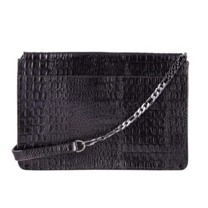 Bolso de mano de piel auténtica para mujer con hebilla y cadena metálica - Tienda Knighthood