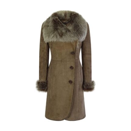 Giacca da donna in vera pelle di pecora, scamosciata, con bottoni, vestibilità su misura, trench lungo 3/4, italiano - Knighthood Store