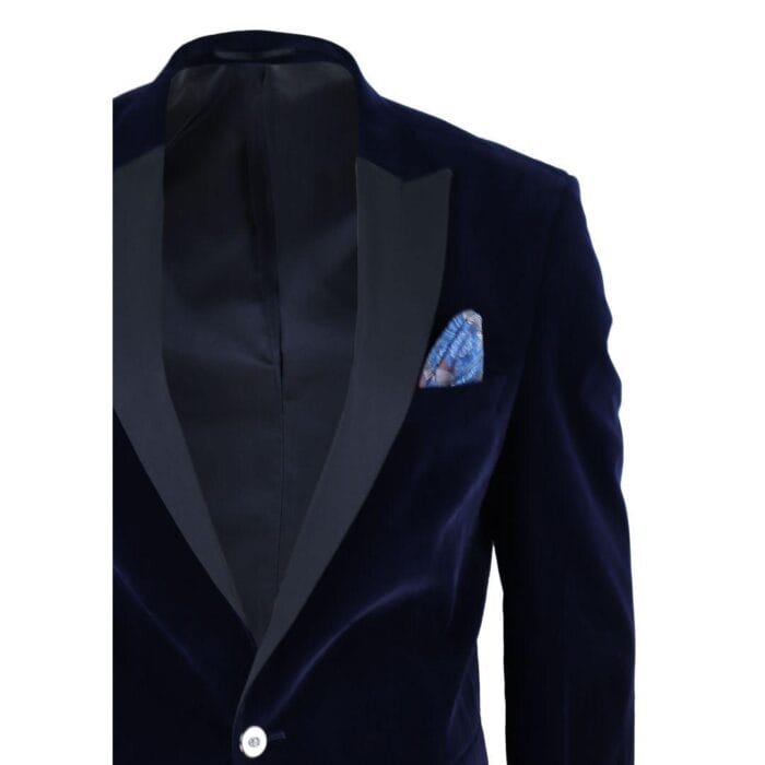 Mens Soft Velvet 1 Button Dinner Jacket Tuxedo Blazer Smart Casual Tailored Fit - Knighthood Store