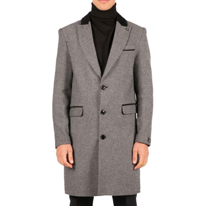 Chaqueta de abrigo 3/4 para hombre, de tweed con espiga, corte Peaky Blinders - Tienda Knighthood