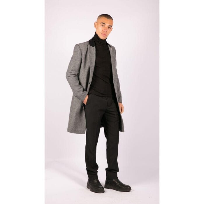 Chaqueta de abrigo 3/4 para hombre, de tweed con espiga, corte Peaky Blinders - Tienda Knighthood
