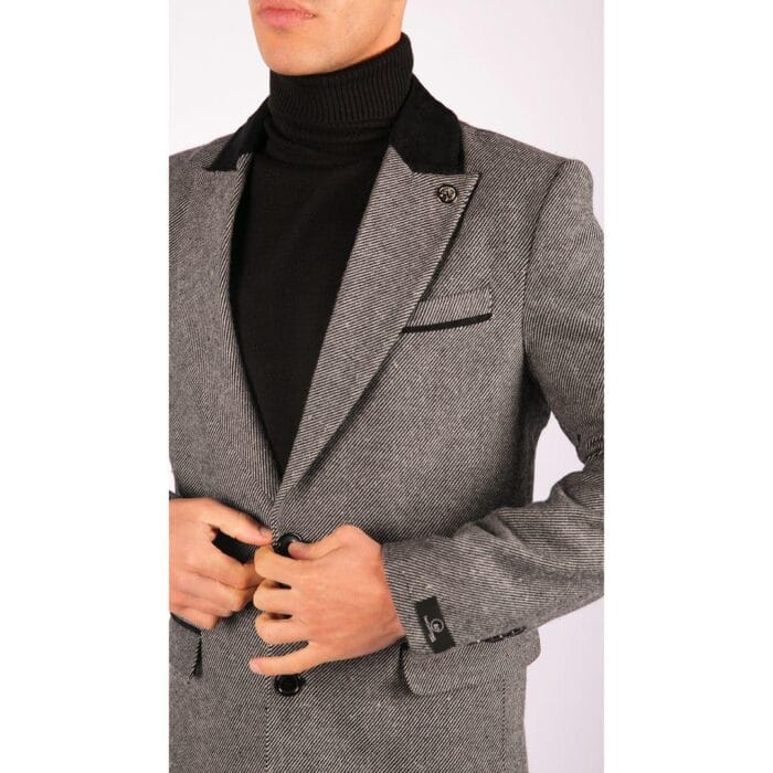 Chaqueta de abrigo 3/4 para hombre, de tweed con espiga, corte Peaky Blinders - Tienda Knighthood