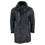 Giacca da uomo 3/4 in vera pelle di pecora, lunga, elegante, casual, con bottoni e cerniera, calda - Knighthood Store