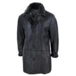 Giacca da uomo 3/4 in vera pelle di pecora, lunga, elegante, casual, con bottoni e cerniera, calda - Knighthood Store