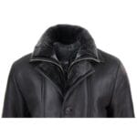 Giacca da uomo 3/4 in vera pelle di pecora, lunga, elegante, casual, con bottoni e cerniera, calda - Knighthood Store