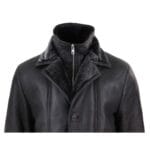 Giacca da uomo 3/4 in vera pelle di pecora, lunga, elegante, casual, con bottoni e cerniera, calda - Knighthood Store