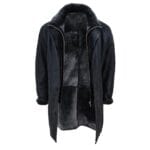 Giacca da uomo 3/4 in vera pelle di pecora, lunga, elegante, casual, con bottoni e cerniera, calda - Knighthood Store