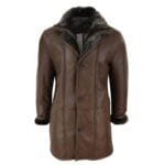Giacca da uomo 3/4 in vera pelle di pecora, lunga, elegante, casual, con bottoni e cerniera, calda - Knighthood Store