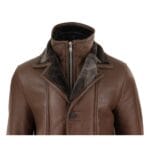 Giacca da uomo 3/4 in vera pelle di pecora, lunga, elegante, casual, con bottoni e cerniera, calda - Knighthood Store