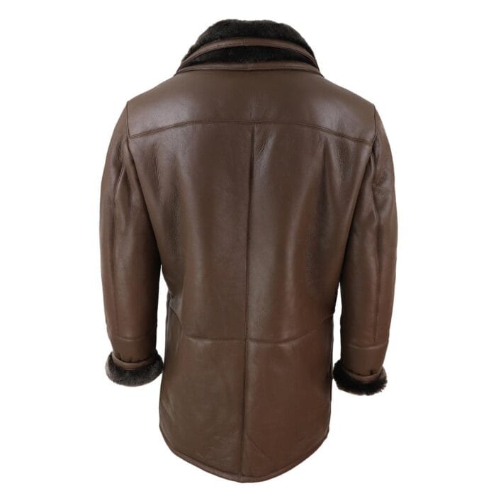 Chaqueta de lona 3/4 para hombre, de piel de oveja auténtica, larga, elegante, informal, con botones y cremallera, cálida - Knighthood Store