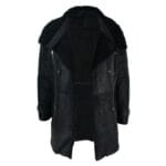 Mens Black 3/4 Military Real Sherling Sheepskin Batman Bane Double Breasted - Knighthood Store