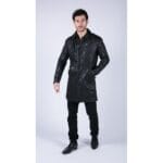Mens Black Brown Real Leather Trench Coat Button Vintage 3/4 Casual - Knighthood Store