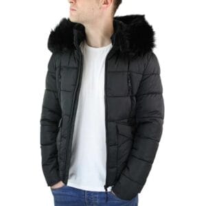 Veste matelassée à capuche zippée en fourrure pour homme, manteau chaud d'hiver - Knighthood Store