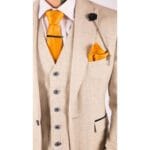 Costume 3 pièces homme en tweed crème noir, coupe ajustée, classique, mariage - Knighthood Store