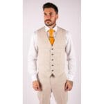 Costume 3 pièces homme en tweed crème noir, coupe ajustée, classique, mariage - Knighthood Store