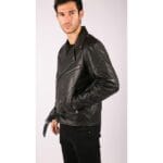 Mens Cow Hide Original Cross Zip Brando Biker Motorcycle Real Leather Jacket - Knighthood Store