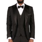 Traje de esmoquin clásico de satén negro de 3 piezas para hombre, a medida, para boda y graduación - Knighthood Store