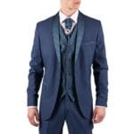 Abito da sposo da uomo 4 pezzi con collo a scialle, cravatta blu vintage, vestibilità su misura - Knighthood Store