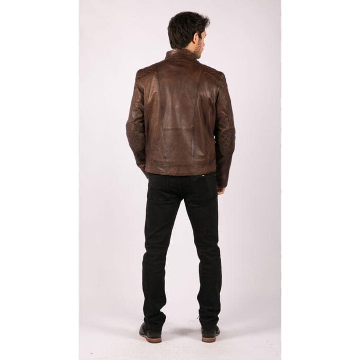 Mens Vintage Antique Brown Biker Style Real Leather Jacket Retro Casual Design - Knighthood Store