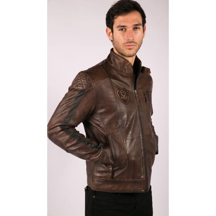Mens Vintage Antique Brown Biker Style Real Leather Jacket Retro Casual Design - Knighthood Store
