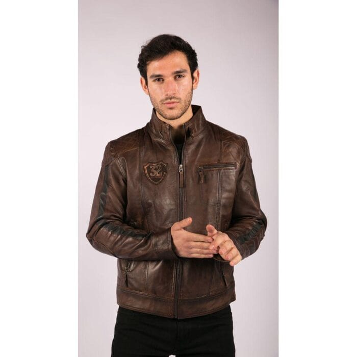 Mens Vintage Antique Brown Biker Style Real Leather Jacket Retro Casual Design - Knighthood Store