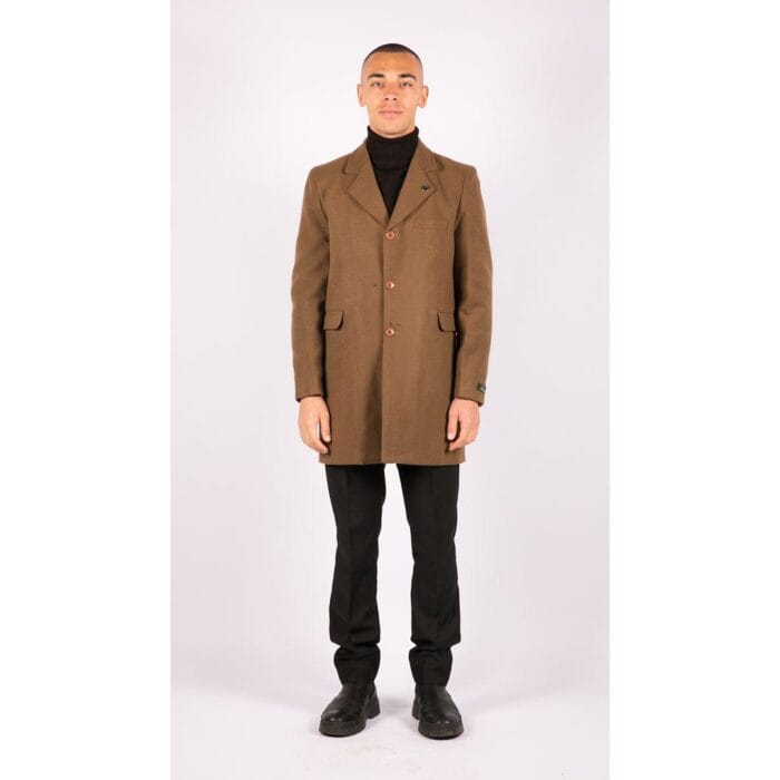 Mens 3/4 Long Overcoat Jacket Wool Feel Coat Blinders Slim Fit - Knighthood Store