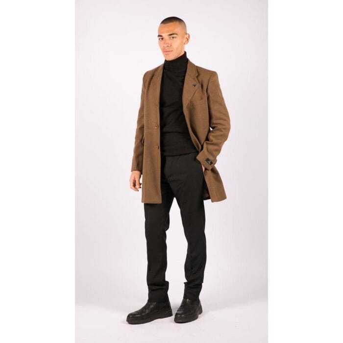 Mens 3/4 Long Overcoat Jacket Wool Feel Coat Blinders Slim Fit - Knighthood Store