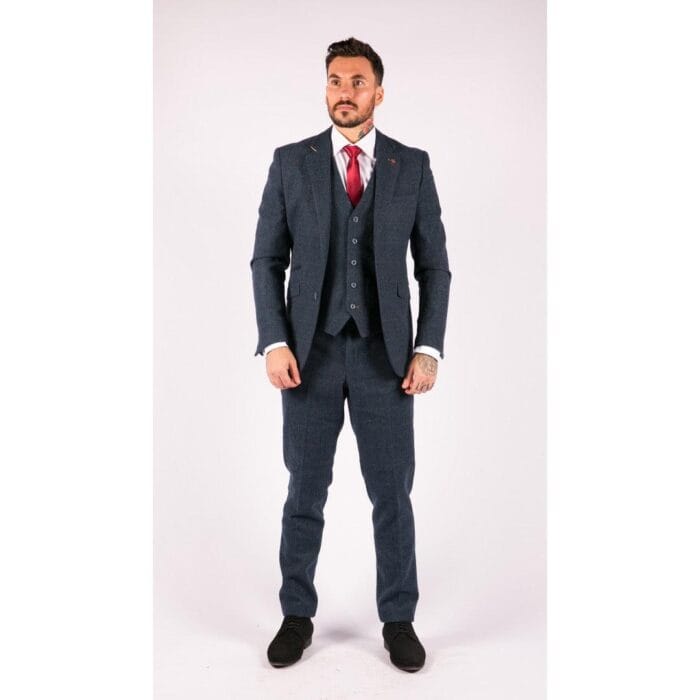 Abito da uomo 3 pezzi blu navy in tweed a quadri, vestibilità su misura, stile vintage anni '20 - Knighthood Store