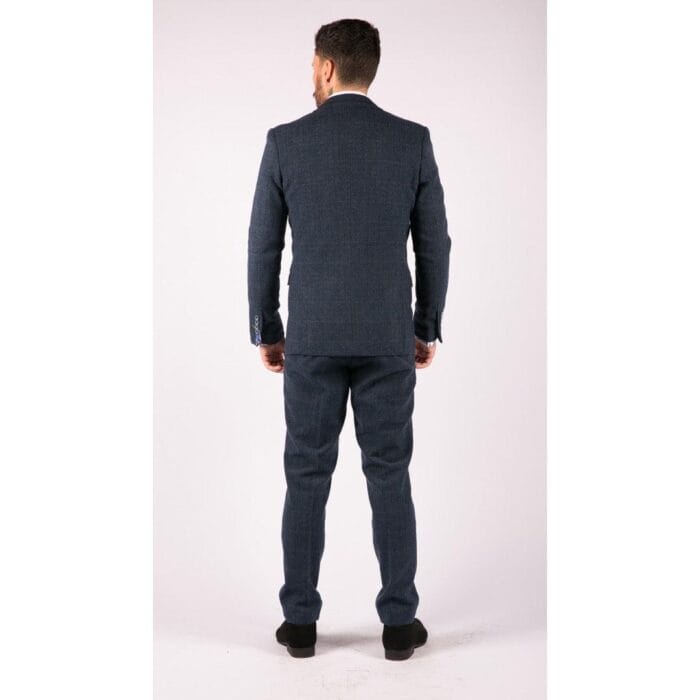 Abito da uomo 3 pezzi blu navy in tweed a quadri, vestibilità su misura, stile vintage anni '20 - Knighthood Store
